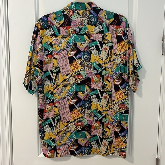 Vintage Nicole Miller 1990 Limited Shopaholic Print Silk Button Down NYC Shirt - Picture 9 of 17